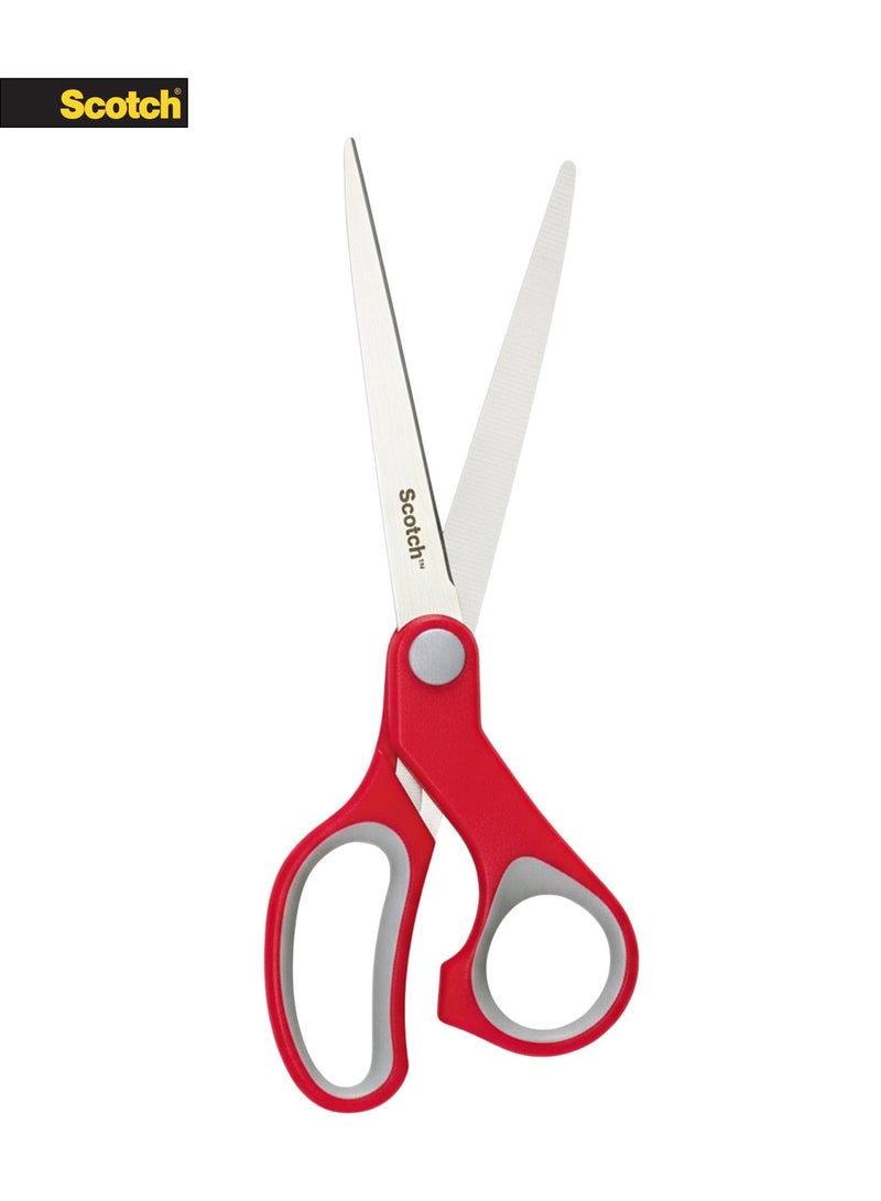 سكوتش مقص متعدد الاستخدامات 8 بوصة، شفرات من الفولاذ المقاوم للصدأ، مقبض مريح، أحمر - Image 2